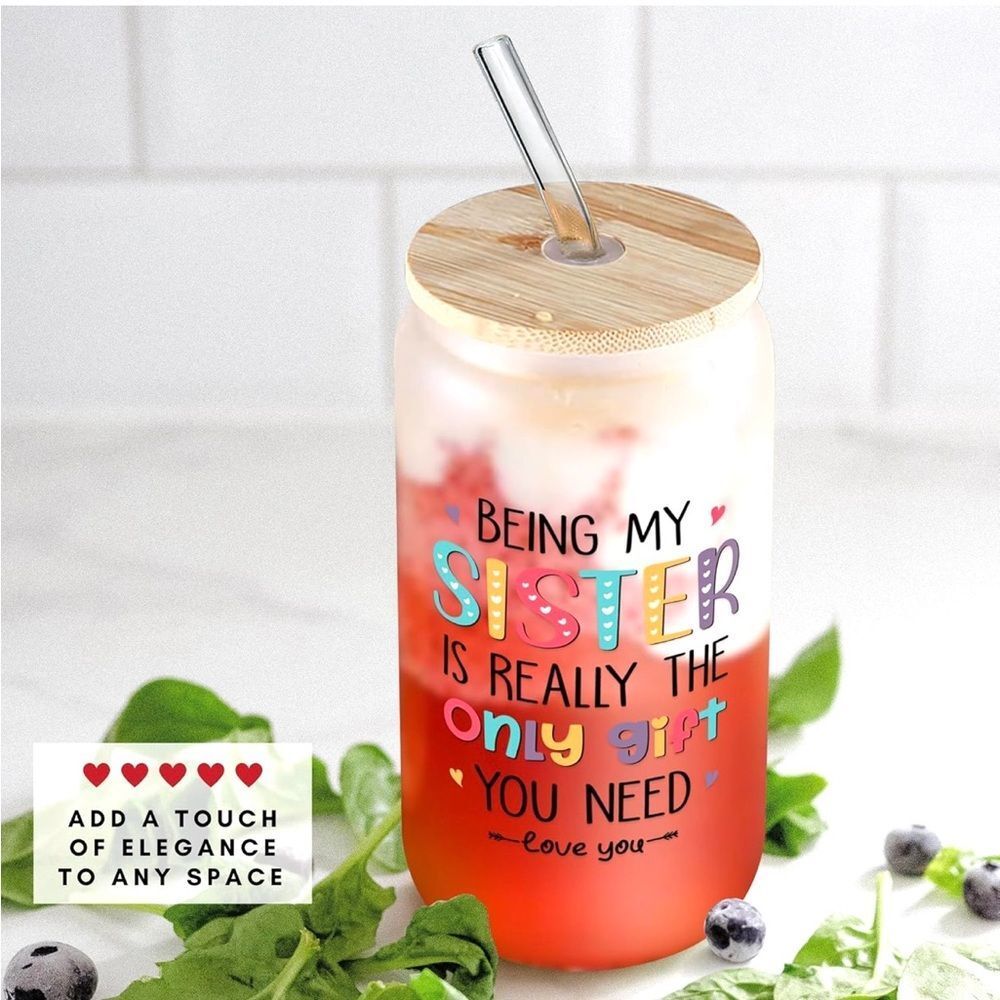 NEW Can Glass 16 ounce Sister Gift